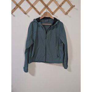 Trajectory Teal Green Full Zip Rain Windbreaker Vented Jacket - Size L